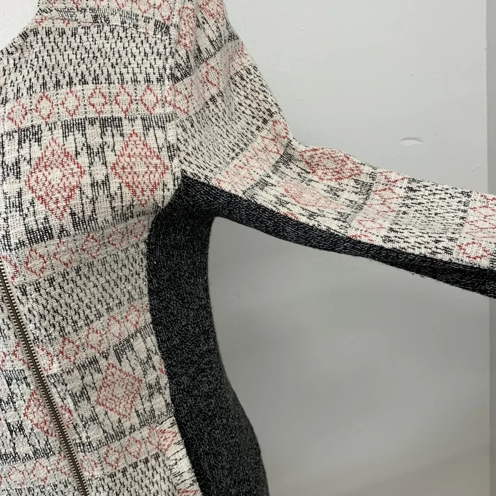 Lucky Brand Sweater Jacket Woman Medium Geometric Asymmetrical Zip Business Work